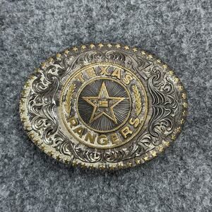 Western Texas Rangers COWBOY Belt Buckle! VINTAGE! RARE! Crumrine! SILVER PLATED
